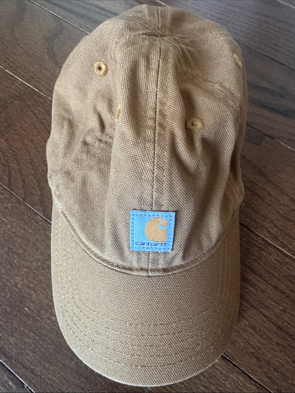 Carhartt Kids Tan Canvas Baseball Cap with white Logo Patch